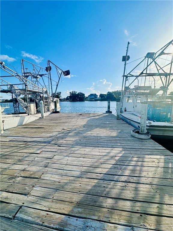 view of dock featuring a water view