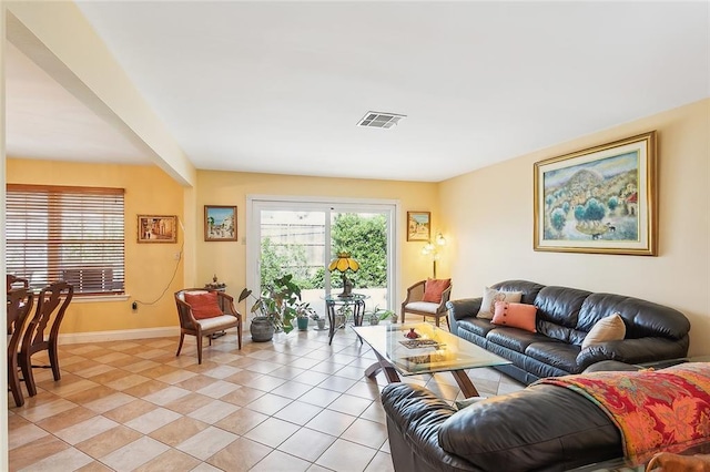 view of tiled living room