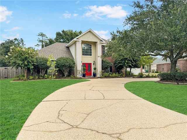 view of front of house with a front yard