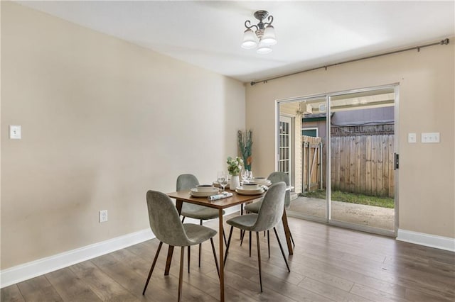 dining room with dark wood-type flooring