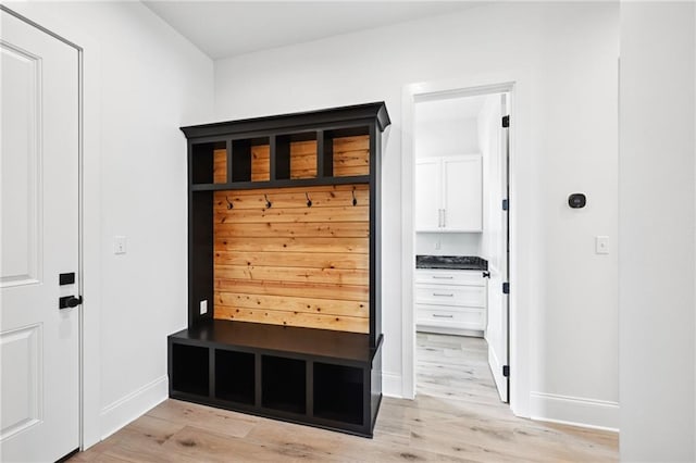 mudroom with light wood-type flooring