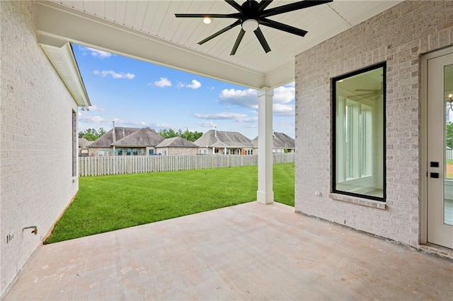 view of patio / terrace featuring ceiling fan