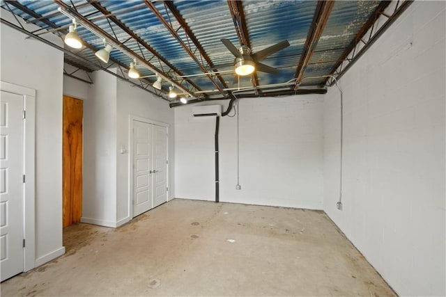 basement featuring an AC wall unit