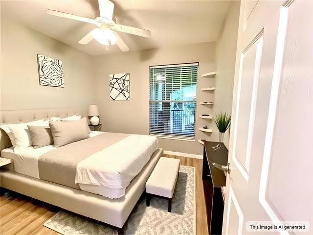 350 Emerald Forest Blvd Unit 13204, Covington, LA 70433 - bedroom with wood finished floors and a ceiling fan