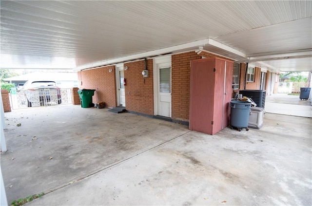 garage with a carport