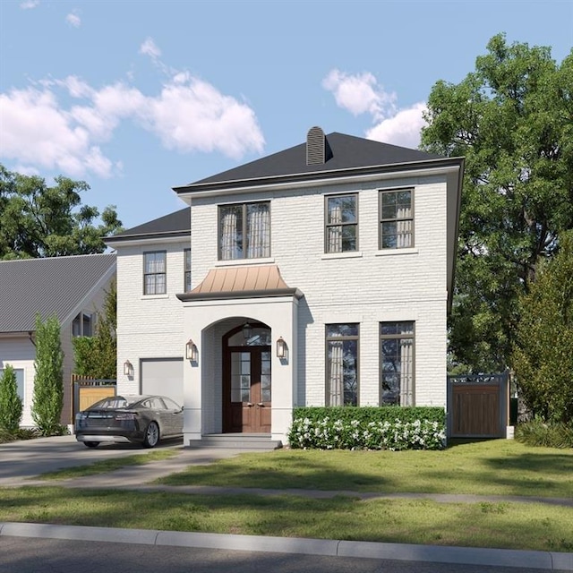 view of front of home featuring a front yard