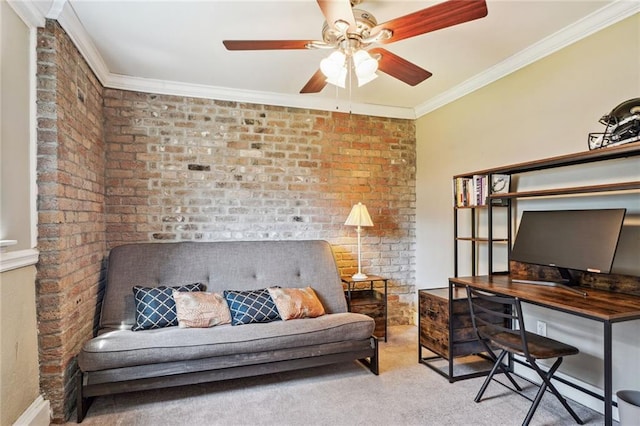 4716 Annunciation St Unit 1B, New Orleans, LA 70115 - office space with ornamental molding, ceiling fan, and carpet floors