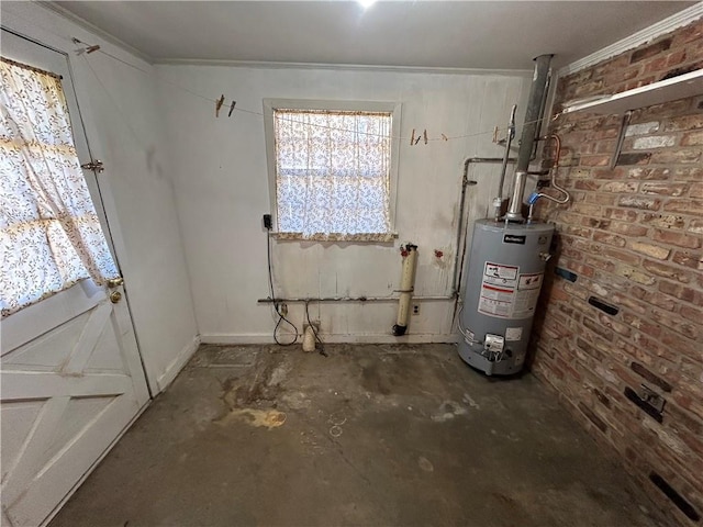 utility room featuring water heater