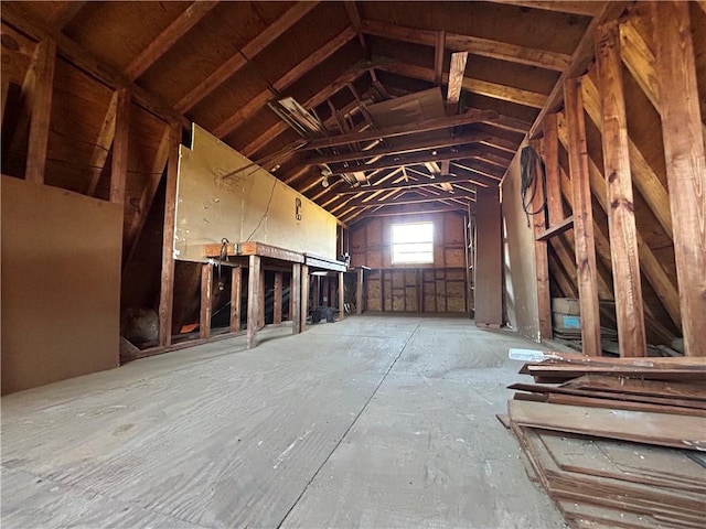 view of unfinished attic