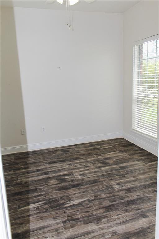 unfurnished room featuring dark wood-type flooring