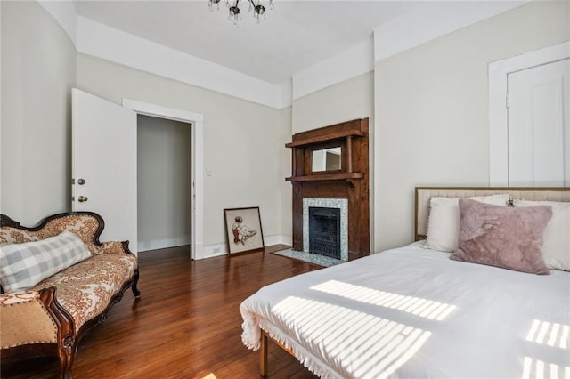 bedroom featuring dark wood-type flooring