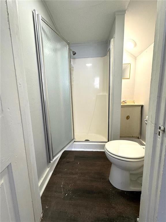 593739 Freret St, New Orleans, LA 70115 - bathroom featuring hardwood / wood-style flooring and a shower stall
