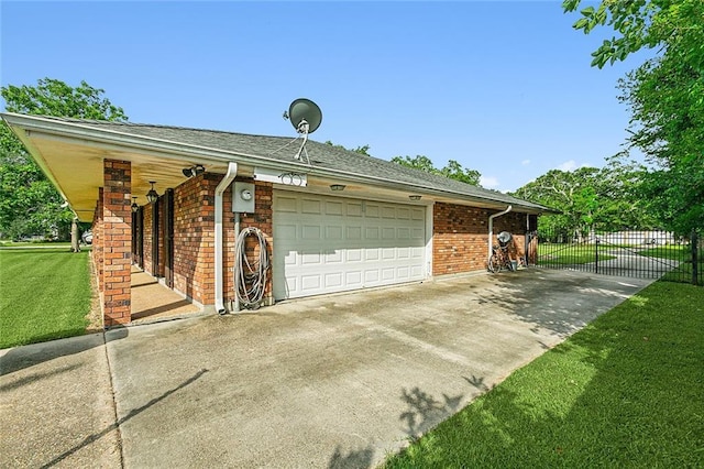 116 Villary St, Belle Chasse, LA 70037 - view of side of property featuring a garage, brick siding, and concrete driveway
