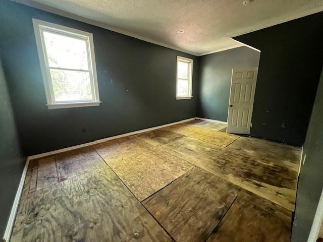 spare room with a textured ceiling and a healthy amount of sunlight