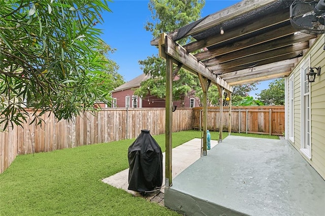 view of yard with a patio area and a pergola