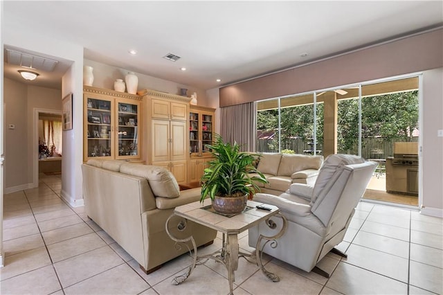 view of tiled living room