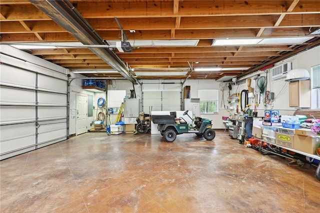 garage with a garage door opener