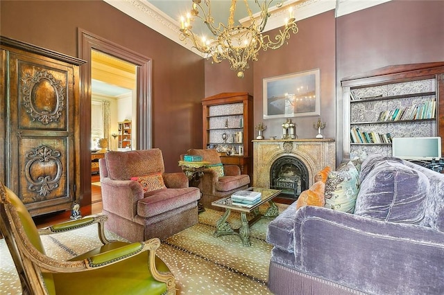 2027 Carondelet St, New Orleans, LA 70130 - living area with an inviting chandelier and ornamental molding