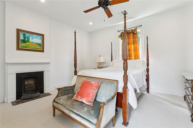 2027 Carondelet St, New Orleans, LA 70130 - bedroom with light carpet and ceiling fan