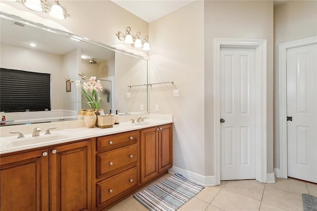 bathroom featuring vanity and tile patterned floors