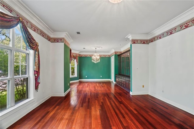 30 River Cypress Ln, Madisonville, LA 70447 - unfurnished room with a chandelier, crown molding, wood finished floors, and baseboards