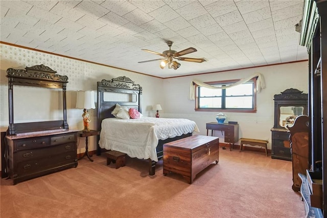 6461 Grand Caillou Rd, Houma, LA 70363 - carpeted bedroom featuring ornamental molding and ceiling fan