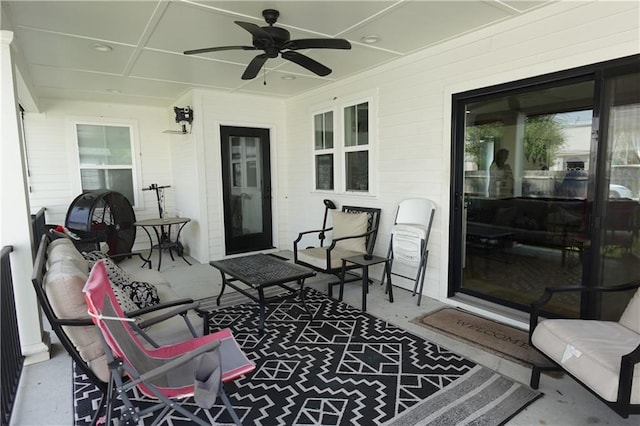 view of patio with ceiling fan