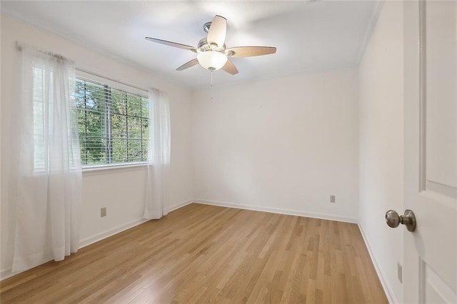 unfurnished room featuring light hardwood / wood-style flooring and ceiling fan