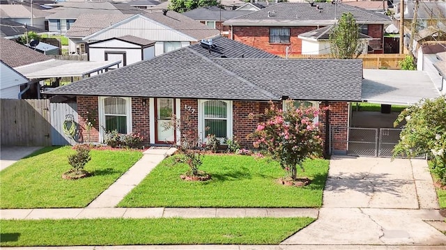 view of front of house featuring a front lawn