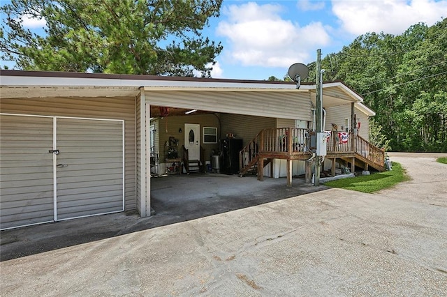 view of garage