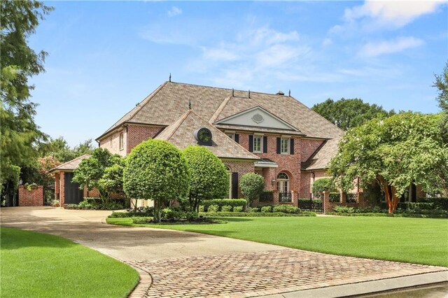 view of front of property with a front lawn