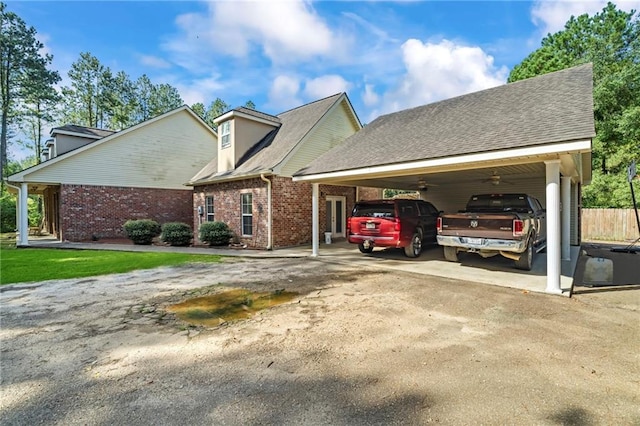 view of front of house featuring a carport