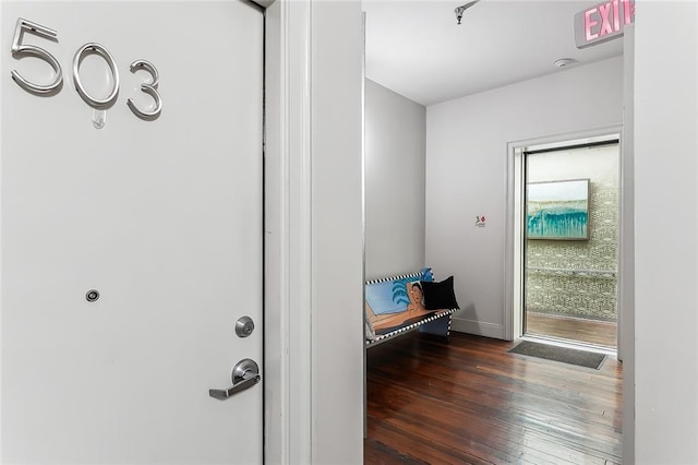 interior space featuring dark wood-type flooring