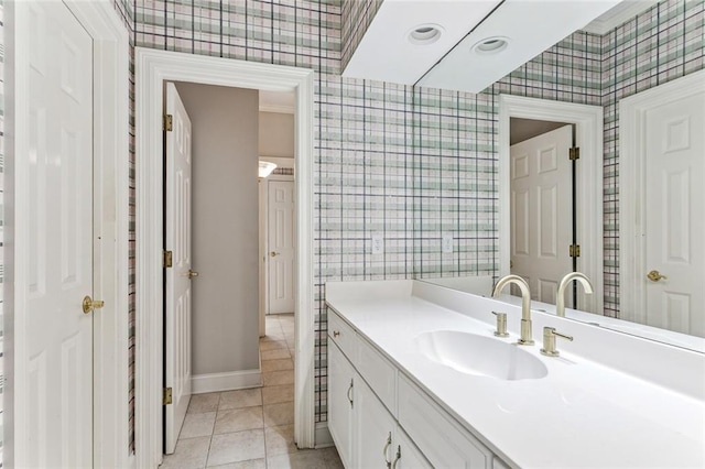 bathroom featuring vanity and tile patterned floors