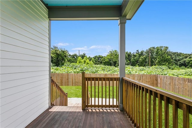 deck with a lawn