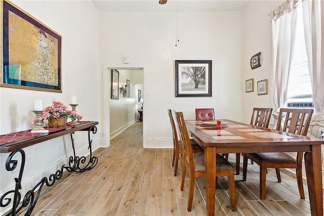 dining room with light hardwood / wood-style flooring