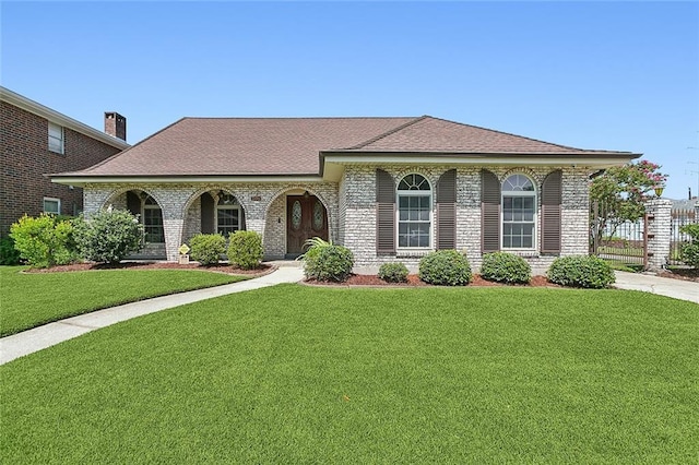 view of front of house featuring a front lawn