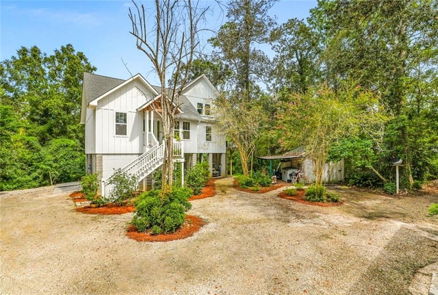 exterior space with a garage