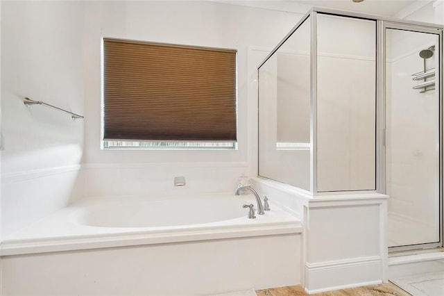 bathroom with plus walk in shower