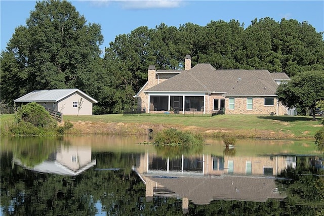 exterior space featuring a water view