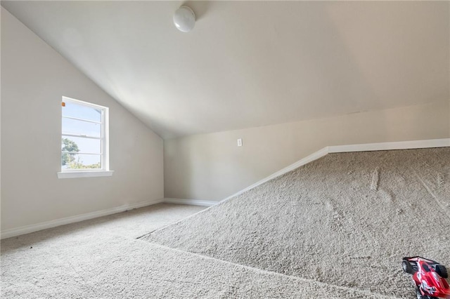 additional living space with lofted ceiling and carpet