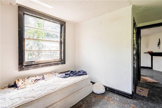 bedroom with a textured ceiling