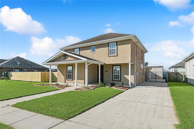 front of property featuring a front lawn