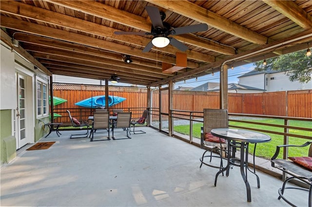 view of patio / terrace featuring ceiling fan