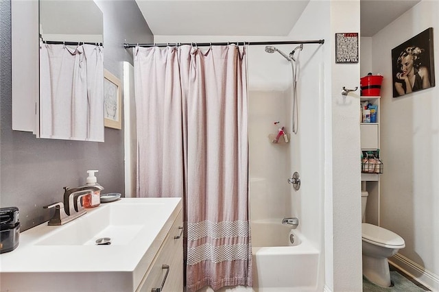 full bathroom with vanity, toilet, and shower / bath combo