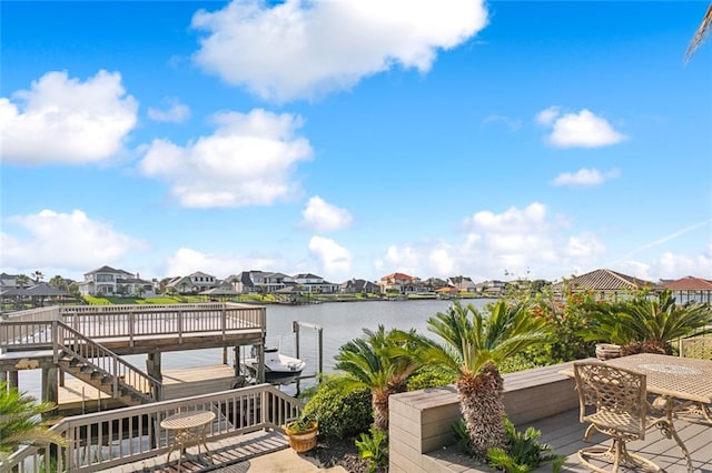 view of water feature with a boat dock