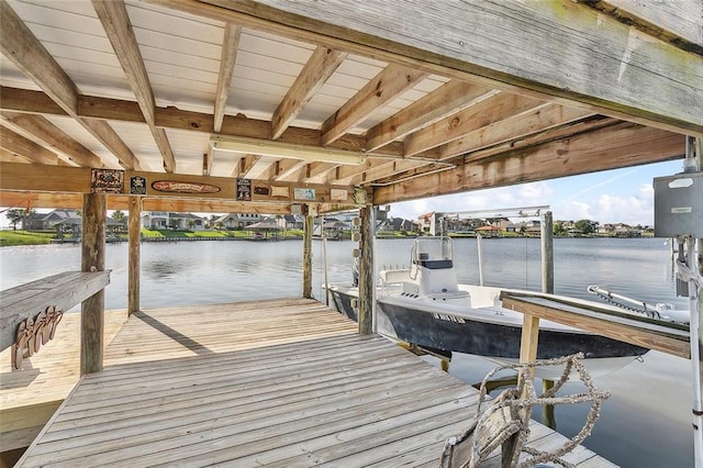 dock area with a water view