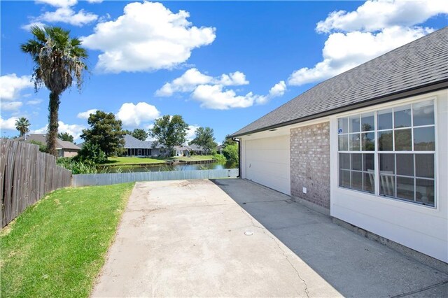 view of patio with a garage