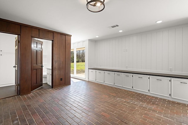 interior space with wooden walls