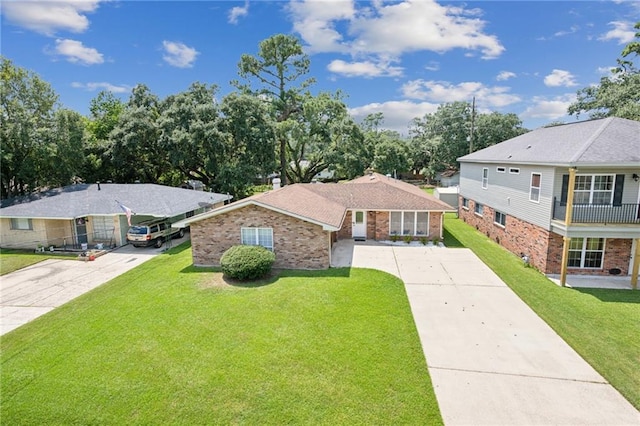 view of front facade with a front yard